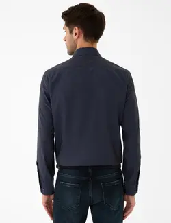 پیراهن آستین بلند مردانه سرمه ای پیرکاردین