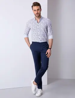 پیراهن آستین بلند مردانه آبی پیرکاردین