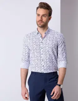 پیراهن آستین بلند مردانه آبی پیرکاردین