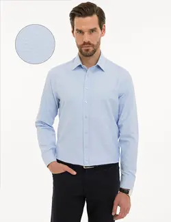 پیراهن آستین بلند مردانه آبی روشن پیرکاردین