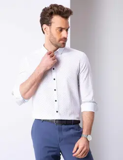 پیراهن آستین بلند مردانه آبی پیرکاردین