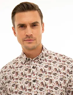 پیراهن آستین بلند مردانه قهوه ای روشن پیرکاردین