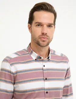 پیراهن آستین بلند مردانه زرشکی پیرکاردین