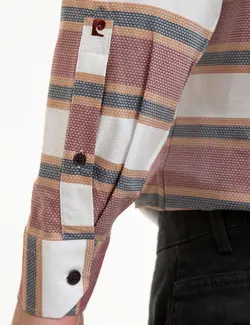 پیراهن آستین بلند مردانه زرشکی پیرکاردین