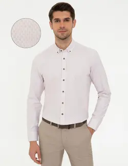 پیراهن آستین بلند مردانه قهوه ای روشن پیرکاردین