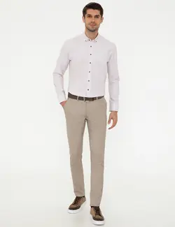 پیراهن آستین بلند مردانه قهوه ای روشن پیرکاردین