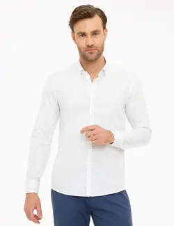 پیراهن آستین بلند مردانه آبی پیرکاردین