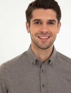 پیراهن آستین بلند مردانه قهوه ای پیرکاردین