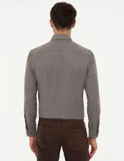 پیراهن آستین بلند مردانه قهوه ای پیرکاردین