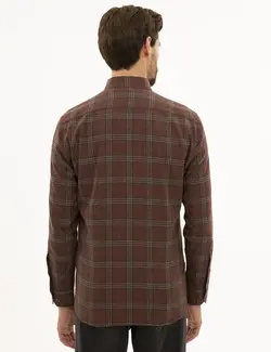 پیراهن آستین بلند مردانه زرشکی پیرکاردین