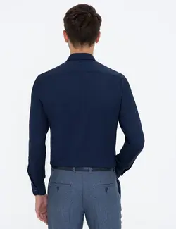 پیراهن آستین بلند مردانه سرمه ای پیرکاردین