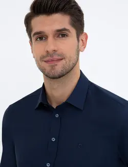 پیراهن آستین بلند مردانه سرمه ای پیرکاردین