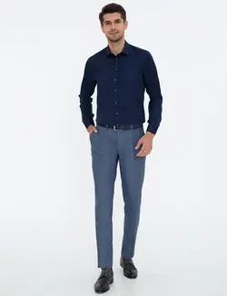 پیراهن آستین بلند مردانه سرمه ای پیرکاردین