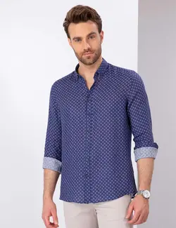 پیراهن آستین بلند مردانه سرمه ای پیرکاردین