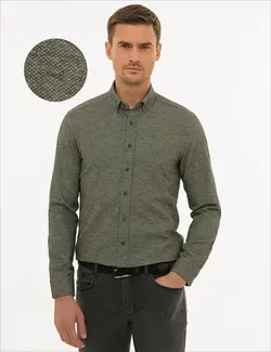 پیراهن آستین بلند مردانه سبز پیرکاردین