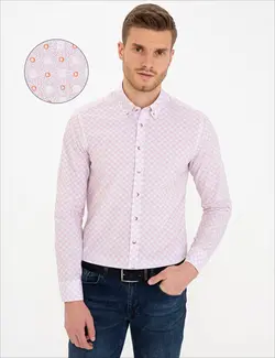 پیراهن آستین بلند مردانه نارنجی پیرکاردین