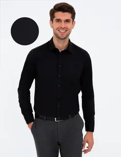 پیراهن آستین بلند مردانه سیاه پیرکاردین