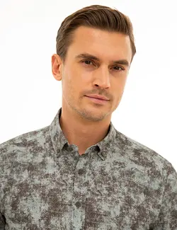 پیراهن آستین بلند مردانه خاکی پیرکاردین