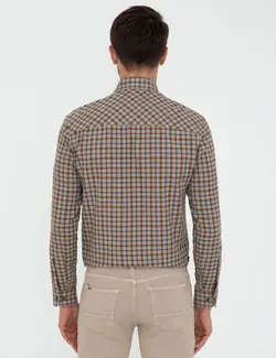 پیراهن آستین بلند مردانه قهوه ای پیرکاردین