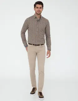 پیراهن آستین بلند مردانه قهوه ای پیرکاردین