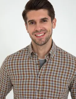 پیراهن آستین بلند مردانه قهوه ای پیرکاردین