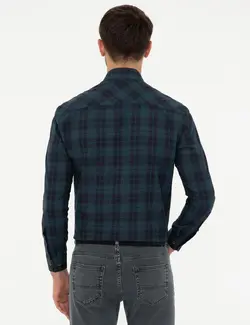 پیراهن آستین بلند مردانه آبی نفتی پیرکاردین