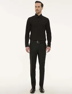 پیراهن آستین بلند مردانه سیاه پیرکاردین