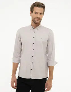 پیراهن آستین بلند مردانه قهوه ای پیرکاردین