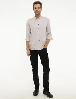 پیراهن آستین بلند مردانه قهوه ای پیرکاردین