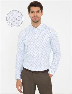 پیراهن آستین بلند مردانه آبی روشن پیرکاردین