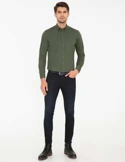 پیراهن آستین بلند مردانه خاکی پیرکاردین