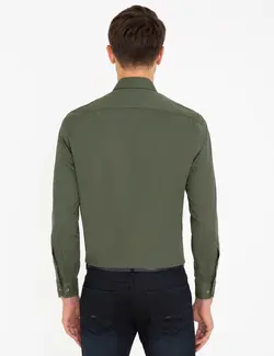 پیراهن آستین بلند مردانه خاکی پیرکاردین