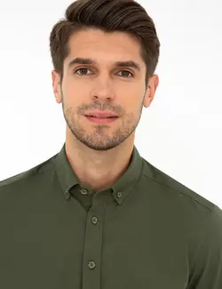 پیراهن آستین بلند مردانه خاکی پیرکاردین