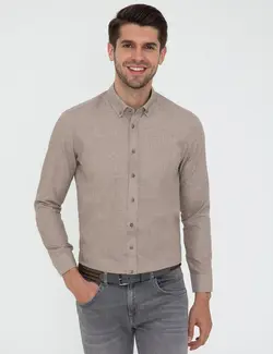 پیراهن آستین بلند مردانه بژ پیرکاردین