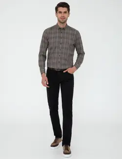 پیراهن آستین بلند مردانه قهوه ای پیرکاردین