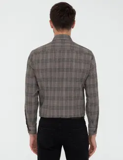 پیراهن آستین بلند مردانه قهوه ای پیرکاردین