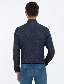 پیراهن آستین بلند مردانه سرمه ای پیرکاردین