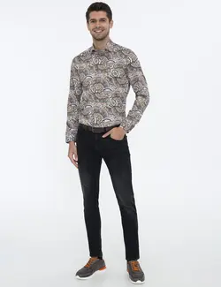 پیراهن آستین بلند مردانه قهوه ای پیرکاردین