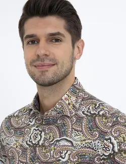 پیراهن آستین بلند مردانه قهوه ای پیرکاردین