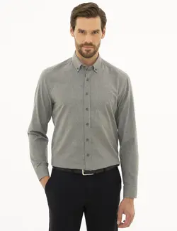 پیراهن آستین بلند مردانه خاکستری پیرکاردین