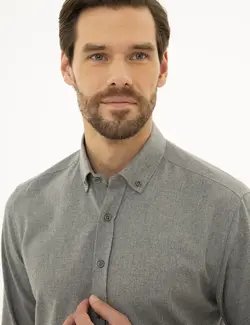 پیراهن آستین بلند مردانه خاکستری پیرکاردین