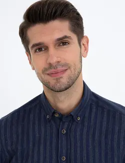 پیراهن آستین بلند مردانه سرمه ای پیرکاردین