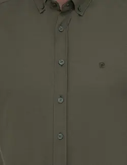 پیراهن آستین بلند مردانه خاکی پیرکاردین