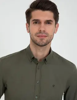 پیراهن آستین بلند مردانه خاکی پیرکاردین