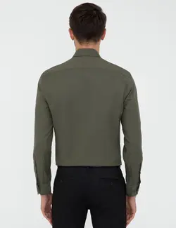 پیراهن آستین بلند مردانه خاکی پیرکاردین