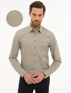 پیراهن آستین بلند مردانه خاکی پیرکاردین