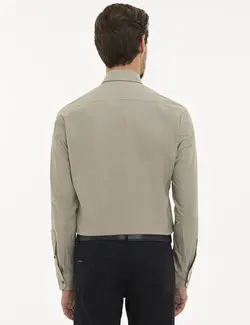 پیراهن آستین بلند مردانه خاکی پیرکاردین