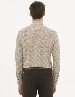 پیراهن آستین بلند مردانه قهوه ای پیرکاردین