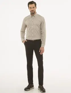 پیراهن آستین بلند مردانه قهوه ای پیرکاردین