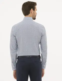 پیراهن آستین بلند مردانه سرمه ای پیرکاردین